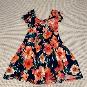 Derek Heart Orange Pleated Sundress